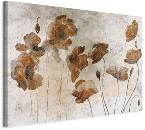 B&D XXL - Akustikbild Blumen Betonoptik gemalt, Schallschutz, Wohnzimmer | Verbessert Raumakustik, reduziert Hall, ideal fürs Büro oder Wohnzimmer, hochwertige Verarbeitung, schnelle Montage, stilvoll