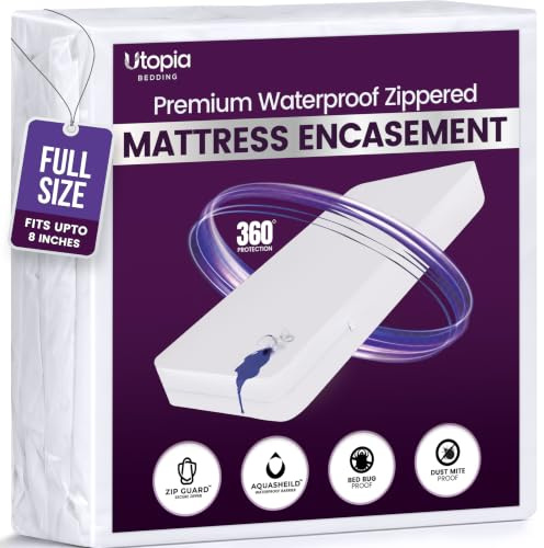Utopia Bedding Coprimaterasso con cerniera (adatto per materassi da 20,3 cm, completo), impermeabile e a prova di cimici, coprimaterasso a sei lati