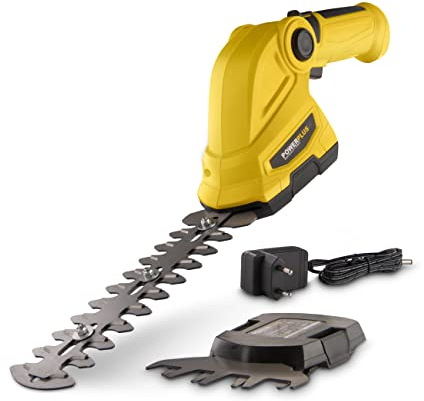 Powerplus POWXG2033 - Tijeras de podar ligeras eléctricas con batería de iones de litio – 2 en 1 herramienta de jardín como tijeras de césped, recortadora y tijeras de arbustos para setos, arbustos y