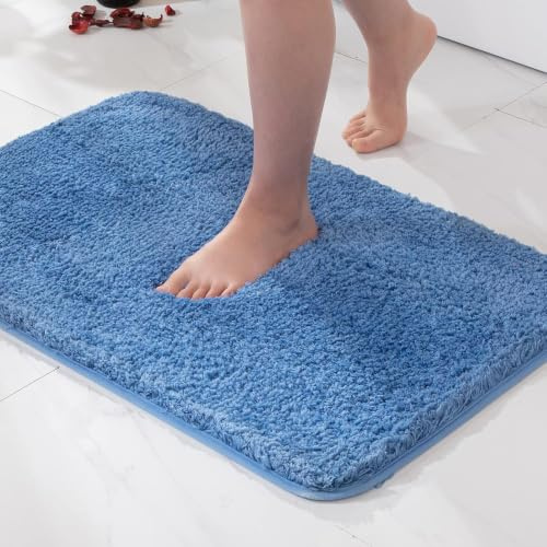MIULEE Badezimmerteppich Badematte Weiche rutschfest Blau 60x90 cm | Badteppich Fußmatte Badematten & Badteppiche Bettvorleger Flauschig Teppich Duschmatte für Bade & Wohnzimmer Schlafzimmer