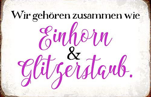 Ontrada Holzschild 20x30cm Einhorn und Glitzerstaub Holz Schild