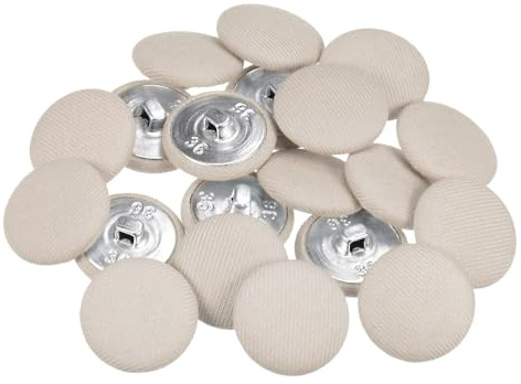 QUARKZMAN 20 Stück Knöpfe mit Stoffüberzug 23mm Runder Metallschaft Ösen Stoffknöpfe mit Stoff bezogen Nähknöpfe Vintage Ösenknöpfe für Anzüge Kleider Blusen Bastel DIY, Beige