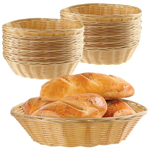 JOIKIT 12 PCS 9 x 6 x 2.5 inch Plastic Oval Basket, Small Food Serving Baskets, Bread Bin Basket, Food Storage Basket for Restaurant, Kitchen, Display