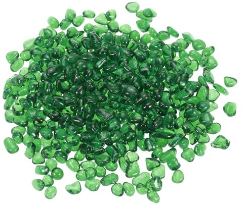 QUARKZMAN Bolas de Vidrio Redondas para Fuego Canicas de Vidrio guijarros de Vidrio Rellenos de Jarrones Gemas para Acuario de Peces 6-9mm 300g/0.67 Lbs Verde