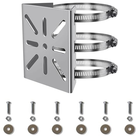 Soporte de Esquina de Montaje, Soporte de Cámara de Seguridad, Soporte de Montaje de Poste, Asegúrese de Que la Instalación de Su Cámara de Seguridad Sea Estable, con Tornillos y 3 Anillos Ajustables