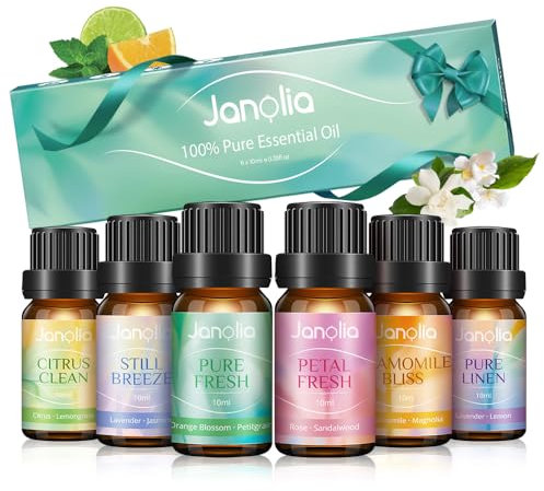 Janolia Ätherische Öle für Diffuser, Reines Natürliche Duftöl Set, Diffuser Ätherische Öle Naturrein Duftöle für Luftbefeuchter, Pur Essential Oils für Zuhause Büro Spa, Ideal Aroma Ätherische Öle Set