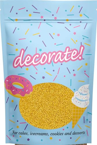 decorate! - Mini Stars - Gold - Cake Topper Sprinkles - 400g Edible Glimmer Shapes Cupcake/Cake Decorations - For Weddings, Christenings & Xmas Parties