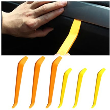Adunsiaoto 6 Pieces Removal Installation Pry Tool, Auto Door Clip Plastic Pry Tool Set Kit Interior, Car Door Clip Panel Audio Video Dashboard Dismantle Kits Installer Crowbar Universal