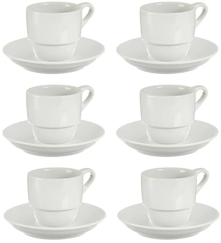 Set 6 tazas cafe porcelana blanca con pl colección VESSIA