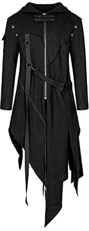 Sunnyuk Steampunk Herren Kostüm, Herren Vintage Frack Steampunk Gothic Jacke Viktorianischen Retro Mittellang Mantel Punk Jacke Fasching Karneval Cosplay Kostüm Smoking Jacke Uniform Schwarz