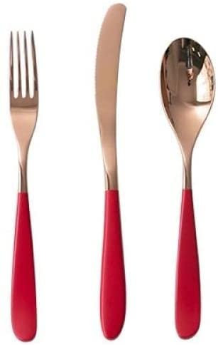 CYYHGD Ensemble de Couverts de Table 3 pièces Ensemble de 6 bâtons Rouge Or Acier Inoxydable Couteau Fourchette Cuillère Ensembles de Couverts Mixtes Hôtel Ménage