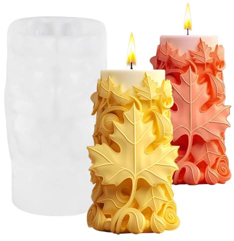 3D Ahornblatt Zylinder Kerzenform Silikonformen Gießformen Silikon Epoxidharz Formen Herbstblätter Silikonform Kerzen Selber Machen Herbstdeko Kerzenformen zum Gießen Herbst Deko Duftkerzen Seifenform