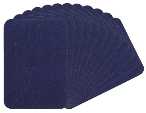 12 Stück Bügelflicken aus Baumwolle, Flicken zum Aufbügeln Reparatur Patches Selbstklebende Aufbügelflicken für Jeans Kleidung T-Shirt DIY Rucksack Hut Lochreparatur und Dekoration (Marineblau)
