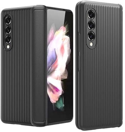 Scharnier-Gepäckschalenmembran Eingebautes gehärtetes GlasBildschirm-Telefonhülle für Samsung Galaxy Z Fold 5 4 3 Hülle Schutzhülle, Schwarz, Für Samsung Z Fold4