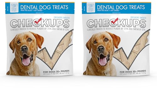 Checkups Dental Dog Treats for Oral Care, Fresh Breath & Plaque Control - 24 Treats, 48 oz. (2 Pack) - Delicious Chews for Happy and Healthy Dogs