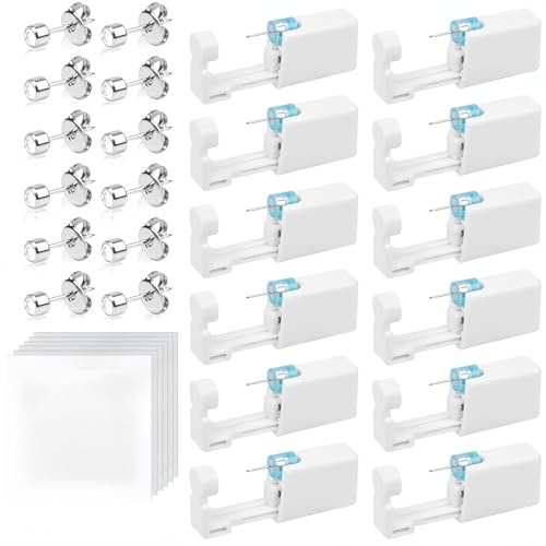 Aucuu 12-pack engångs öronpiercing pistol-ny, Small, Legerat stål, Ingen ädelsten