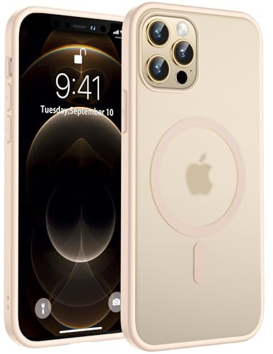 TOCOL für iPhone 12 Pro Hülle für Magsafe, Stoßfest Anti-Fingerabdruck Kratzfest Transluzente Rückseite rutschfest Matt Magnetisch Handyhülle für iPhone 12 Pro Case, Wüstensand