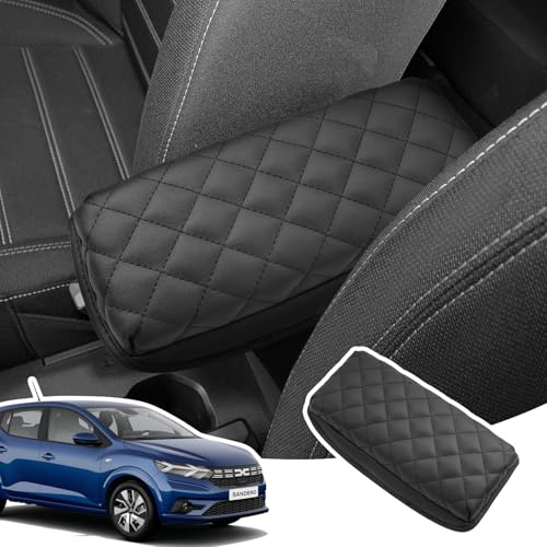 LANGBEAN Housse d'Accoudoir pour Dacia Sandero Stepway Jogger 2021-2025 | Couvre Accoudoir Console Centrale, Protection Accoudoir, Matériel Cuir PU Épaissi, Accessoires Rehausser l'Accoudoir de 3,5CM