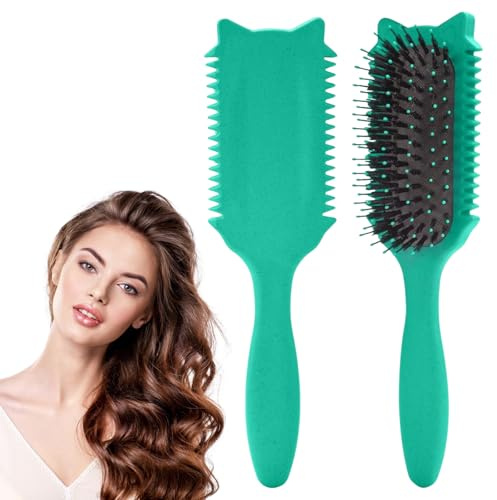 Curly Hair Brush, Curl Defining Brush, Bounce Curl Hair Brush for Combing and Shaping, Curling Brush for Women Girls to Reduce Pulling, Curl Enhancing (Green)