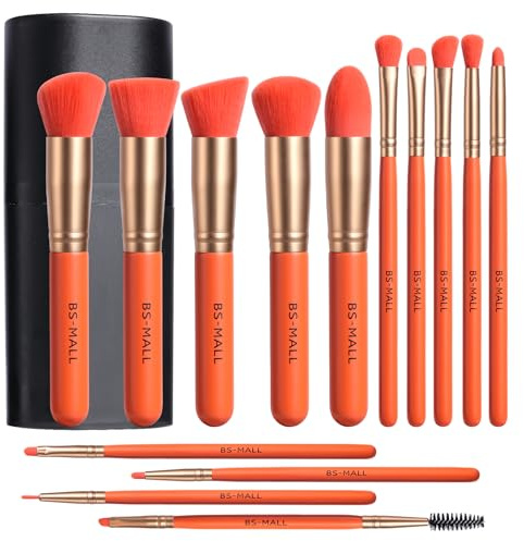 BS-MALL Lot de 14 pinceaux de maquillage avec étui – Pinceau à fond de teint, pinceau anti-cernes, pinceau blush et application impeccable – Kit complet de pinceaux cosmétiques de luxe pour voyage et