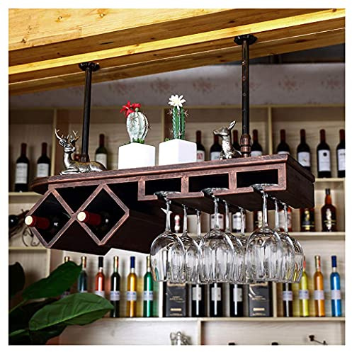 MRBVAOXVD Vinskåp, bardekoration, industriell hängd metall, europeiska retroglas och vinflaskor, mugghylla för kök, bar/restaurang, 100 cm