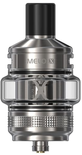For Eleaf Melo X Tank 28mm 5ml sub-ohm Atomizer Fit bobine EC; doppio flusso d'aria superiore con fessure/design con riempimento superiore scorrevole/drip tip 510 sostituibile (Argento)