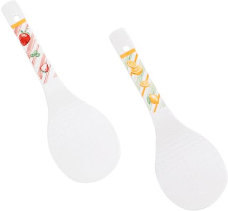 DECOMELODY 2 pezzi Palette Riso in Ceramica Resistenti AI Graffi Cucchiaio per Riso e Porridge con Design Semplice e Manico Utensili da Cucina Facili da Pulire e Durevoli per Uso Domestico