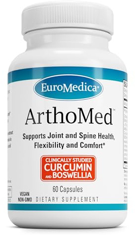 Euromedica ArthoMed - 60 Capsules - Clinically Studied Boswellia & Curcumin, Devil’s Claw - Joint & Spine Health, Cartilage Formation, Flexibility, Comfort - 30 Servings