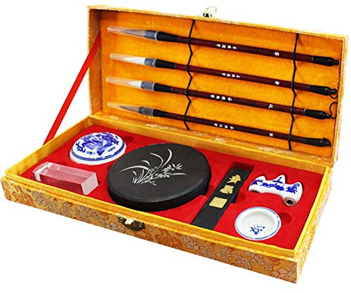 Mozentea Set di 10 pennelli per calligrafia cinese, professionale giapponese Sumi per scrittura ad acqua e pittura Kanji, regalo per principianti S-F-Z1