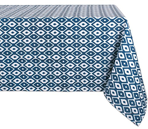 DII Ikat Outdoor Tabletop Collection, Water Resistant, Tablecloth, 60 x 120, Blue