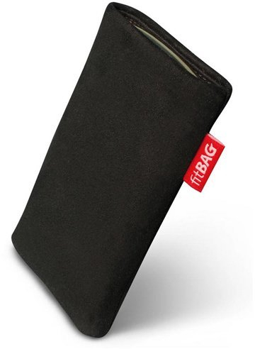 fitBAG Folk Schwarz Handytasche Tasche aus feinem Wildleder Echtleder mit Microfaserinnenfutter für Apple iPod Touch 3G 32GB 32 GB 64GB 64 GB