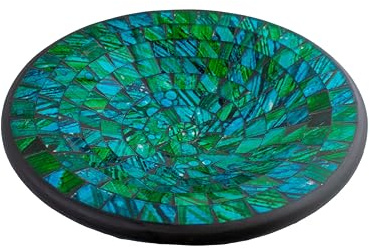 Woru Glas-Mosaik-Schale mit hintermalten Glassteinen belegt - Dekoschale 29 cm, Farbe:blau/grün