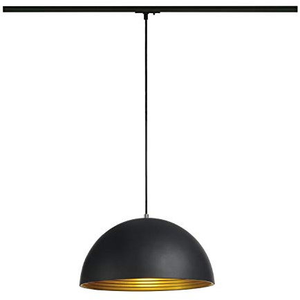 SLV FORCHINI 40 TRACK Pendelleuchte, Ø40 cm, E27, schwarz/gold, 1-Phasen-Schienensystem, ohne Leuchtmittel,Stahl Korpus – ideal für Esszimmer, Küche, Gastronomie.