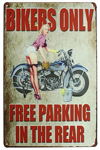 Hioni Bikers Only free parking in Rear, targa in metallo, decorazione vintage placca Wall Art poster garage Home Decoration