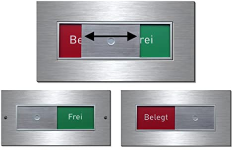 Frei-Besetzt-Belegt-Symbol-Schild-Türschild Büroschild-200 x 100 x 3 mm-Aluminium Edelstahloptik silber mattgebürstet Hinweisschild (1905-21E mit Klebepads)