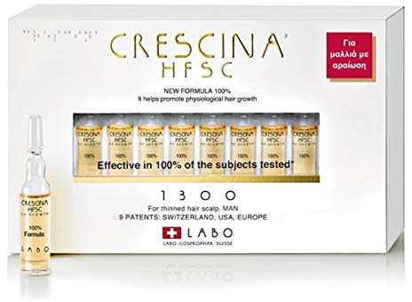 Crescina - HFSC - Tratamiento para el crecimiento del cabello y del cuero cabelludo, para hombre, 20 ampollas
