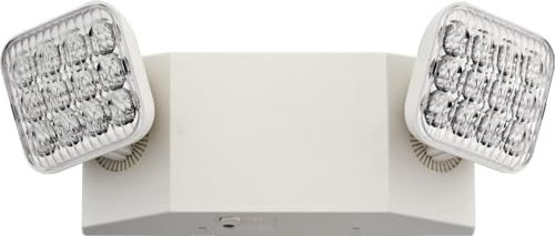 Lithonia Lighting Basics LED Emergency Light, Emergency Lighting with Dual Adjustable LED Lamp Heads, Wall Mount, Damp Location Rated, 90-Minute Backup, 120/277V, White (EU2C M6)