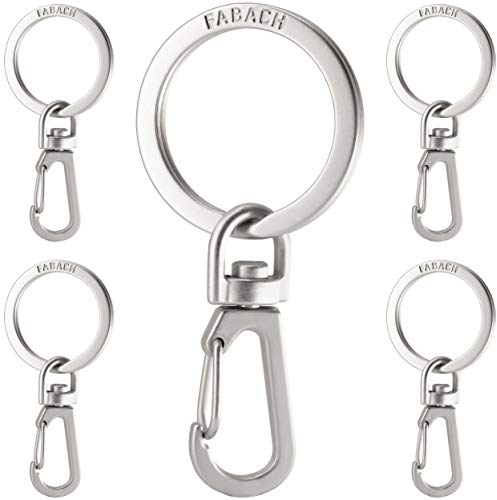 FABACH Karabiner Schlüsselanhänger mit drehbarem Schlüsselring - Kleine abnehmbare Karabinerhaken Schlüsselringe - Stabile Mini Schlüssel Karabiner Haken als Schlüsselhalter und zum Basteln