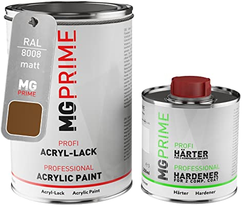 MG PRIME RAL 8008 Olivbraun/Olive brown matt Acryl-Lack 1,5 Liter / 1500 ml Dose inkl. Härter