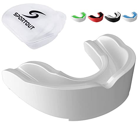 Sportout Gum Shield, Custom Mouldable Gel Fit Mouthguard, Sports Mouth Guard with Case, Perfect for Karate, Lacrosse, Hockey, Boxing and Other Contact Sports, Adult & Junior