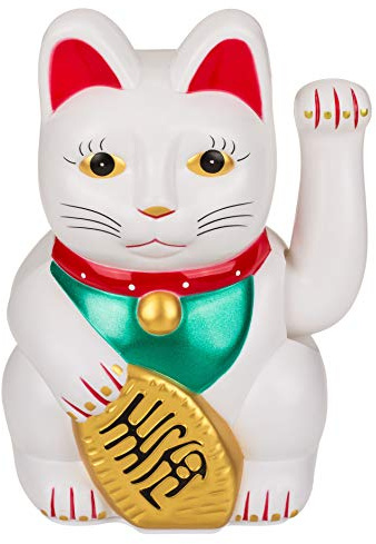 MIK funshopping Winkekatze Maneki Neko (Weiß farbig dekoriert, 20cm)