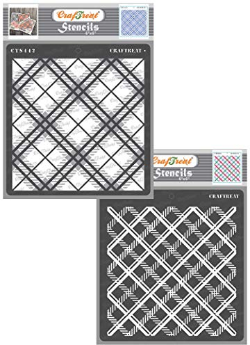 CrafTreat Musterschablonen-2-Stufen-Plaid,2-Stufen-Plaid-Kombination(15cms x 15cms)(2Stück) wiederverwendbare schablonen für Malen auf Holz, Leinwand, Papier, Stoff, Boden, Wand und Fliesen