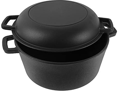 MixRBBQ Cast Iron Dutch Oven | 5 Quart Cast Iron Multi Cooker Stock Pot For Frying, Cooking, Baking & Broiling on Induction, Electric, Gas & In Oven