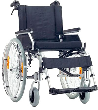FabaCare Leichtgewichtrollstuhl mit Trommelbremse 2920 Moly Economy, faltbarer Rollstuhl, Faltrollstuhl, Reiserollstuhl mit Steckachsen, Sicherheitsreflektoren, Sitzbreite: 40 cm