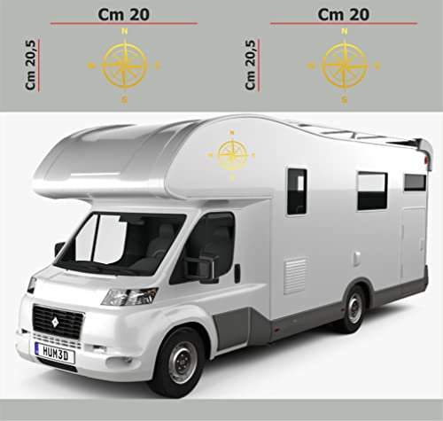 DualColorStampe Autocollants pour camping-car, compatibles avec Adria Arca Bürstner Carthago Chausson Elnagh Mclouis rose des vents caravane caravane code 0210(or)