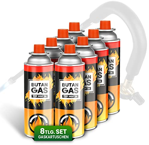 HEIMWERT Unkrautvernichter Unkraut Brenner Set -TESTURTEIL SEHR GUT- extrem leichtes und handliches Gas Abflammgerät für die einfache Unkraut Entfernung - Unkrautbrenner (8 Ersatzgaskartuschen)