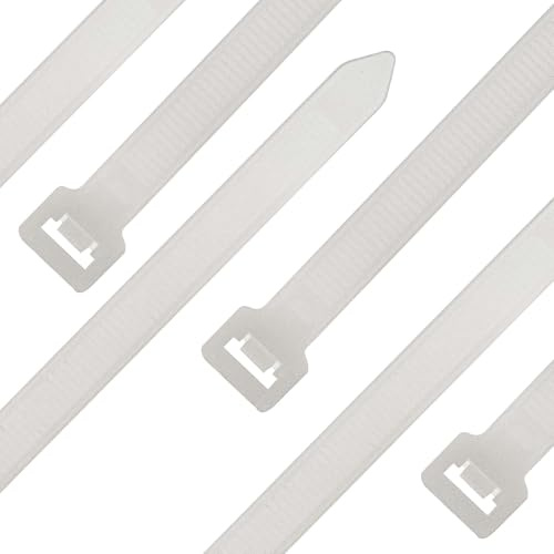 SeKi Fascette stringicavo – 100 pezzi – Bianco/Naturale 430 x 9,0 mm Resistente agli strappi fino a 80 kg – Nylon PA6.6 – autobloccanti – Set di fascette per gestione cavi, casa, officina e industria
