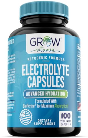 grow vitamin Electrolyte Capsules – Sugar-Free Electrolyte Tablets for Energy, Endurance & Hydration. Keto-Friendly Salt Pills, No Maltodextrin. Perfect for Fitness & Daily Hydration – 100 Caps
