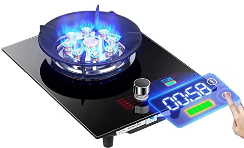 CHALKE Cuisinière À Gaz 33CM, Cuisinière À Gaz De Comptoir De Cuisine 5.2KW, Cuisson De Table en Verre Trempé Noir, Cuisinière Convertible Gaz/GPL (Color : A, Size : NG)
