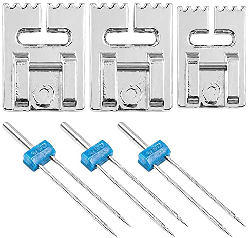 Hsthe Sea 3PCS Aghi per Macchina da Cucire Doppio Ago 2/3/4mm con 3 Piedini per Cucire Pintuck per Macchina da Cucire -3 Dimensioni